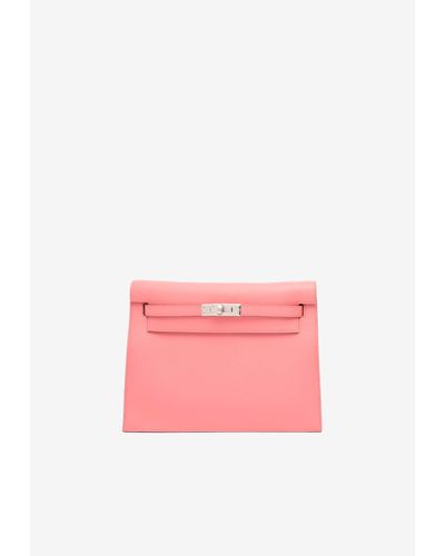 Hermès Kelly Danse Verso In Rose D'ete And Vert Titien Evercolor With Palladium Hardware - Pink