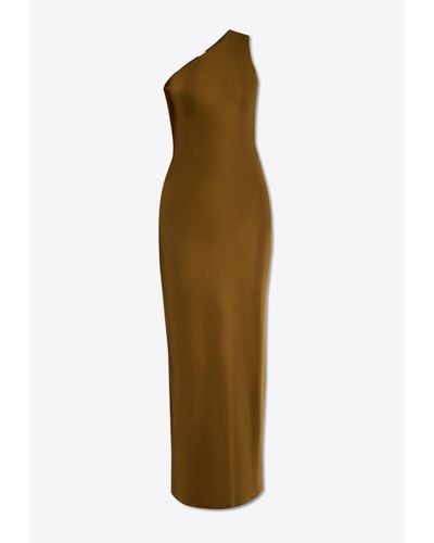 Saint Laurent One-Shoulder Silk Maxi Dress - Natural