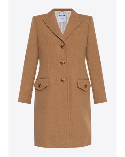 Moschino Heart-Shaped Buttons Coat - Brown
