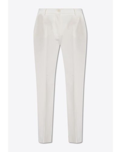 Dolce & Gabbana Slim-Leg Wool-Blend Pants - White