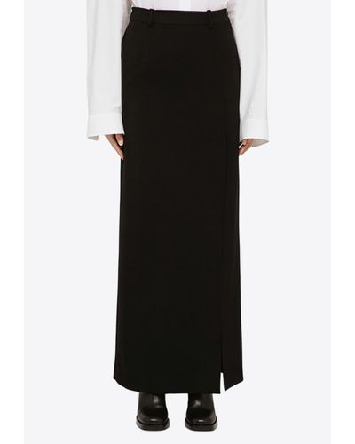 Balenciaga Slit-Detailed Wool Maxi Skirt - Black