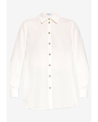 Ferragamo Pleat-Detail Silk Shirt - White