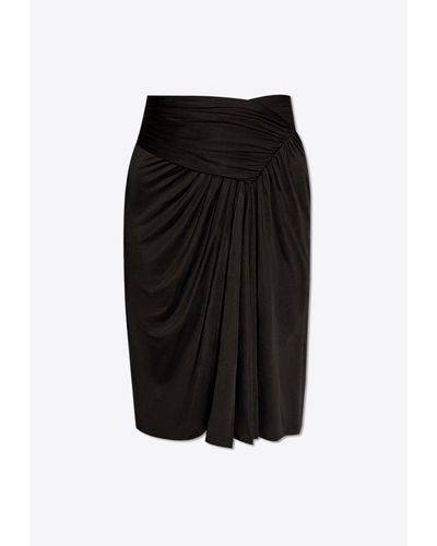 Saint Laurent Pencil Skirt With Pleats - Black