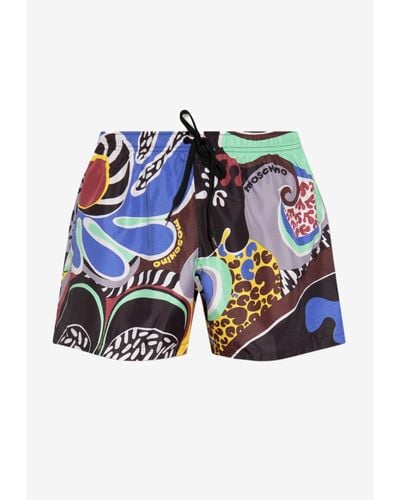 Moschino Printed Swim Shorts - Blue