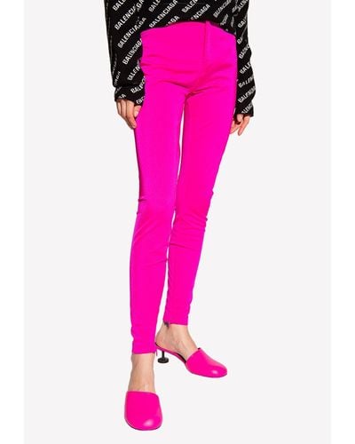 Balenciaga High-Waist Stretch Pants - Pink