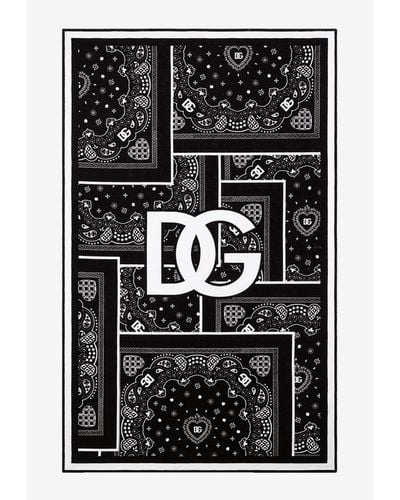 Dolce & Gabbana Bandanna Print Beach Towel - Black