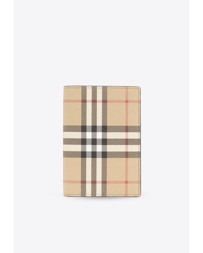 Burberry Vintage Check Leather Passport Holder - Natural