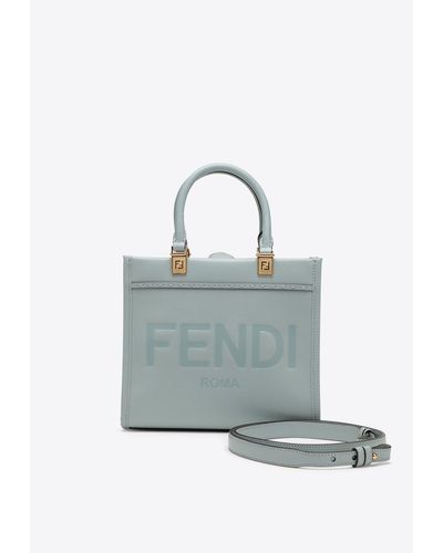 Fendi Small Sunshine Leather Top Handle Bag - Blue