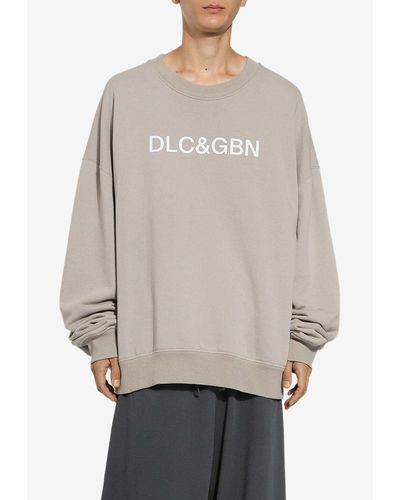 Dolce & Gabbana Logo Print Oversized Sweatshirt - Gray
