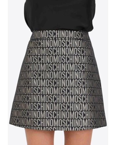 Moschino Logo A-Line Mini Skirt - Black
