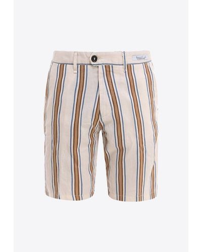 PERFECTION GDM Striped Bermuda Shorts - White