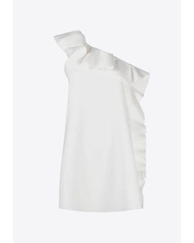 MSGM One-Shoulder Ruffled Mini Dress - White