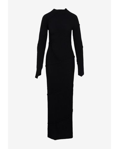 Balenciaga Spiral Knitted Maxi Dress - Black