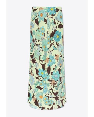 Stella McCartney Lady Garden Print Flared Midi Skirt - Green