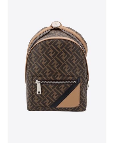 Fendi Small Chiodo Diagonal Ff Backpack - Brown