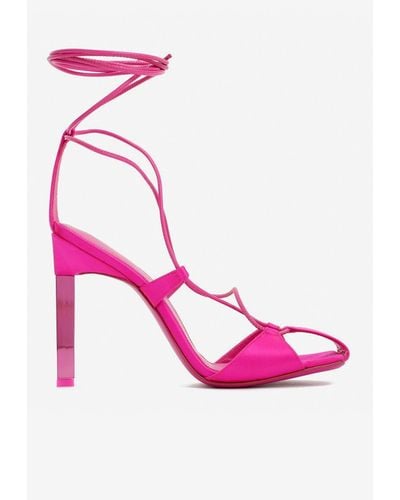 The Attico Adele 105 Satin Lace-Up Pumps - Pink