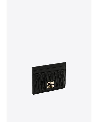 Miu Miu Logo Plaque Quilted Leather Cardholder - White