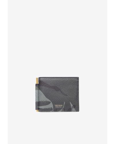 Tom Ford Logo Bi-Fold Leather Wallet - White