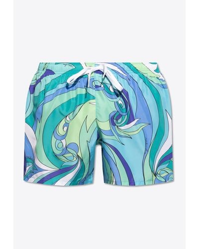Moschino Graphic Print Swim Shorts - Blue