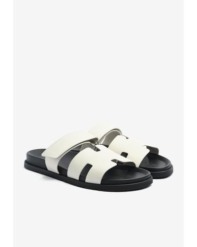 Hermès Chypre Sandals In Epsom Calfskin - White