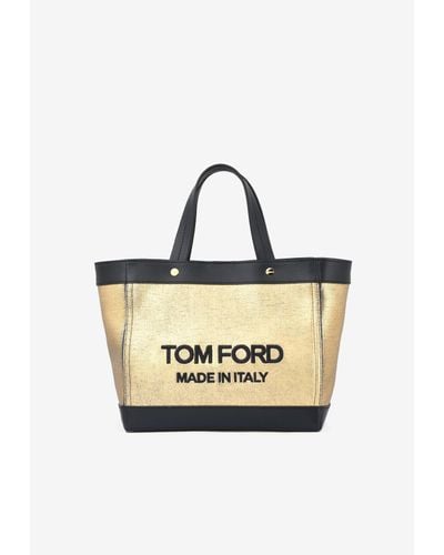 Tom Ford Mini Embroidered Logo Tote Bag - Metallic