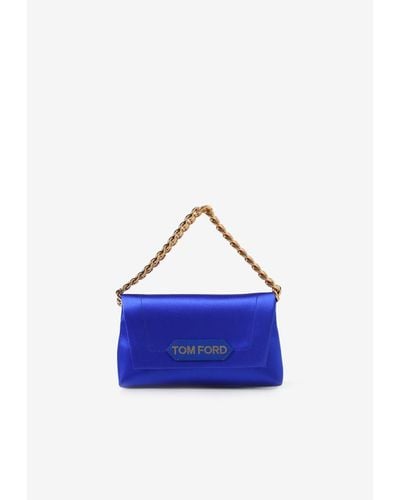 Tom Ford Mini Chain Satin Top Handle Bag - Blue