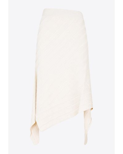 Stella McCartney Asymmetric Knitted Midi Skirt - White