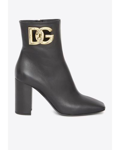 Dolce & Gabbana Jackie 90 Dg Logo Ankle Boots - Gray