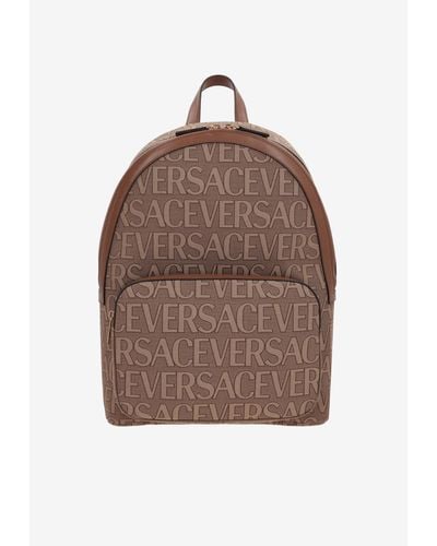 Versace All-Over Logo Backpack - Brown