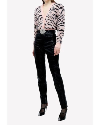 Alessandra Rich Zebra Pattern Knitted Cardigan - Pink