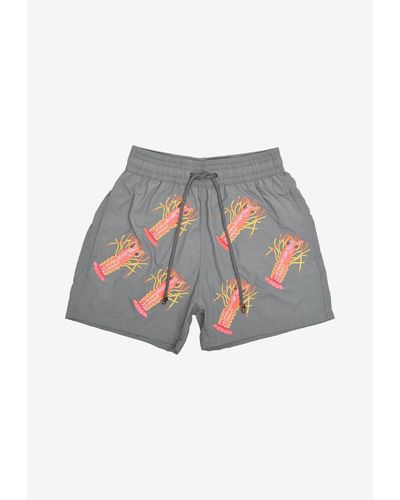 Les Canebiers All-Over Lobster Swim Shorts - White