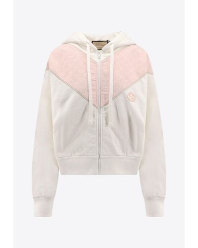 Gucci Zip-Up Hooded Sweatshirt With Logo Patch - White