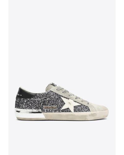 Golden Goose Super-Star Low-Top Glittered Trainers - White