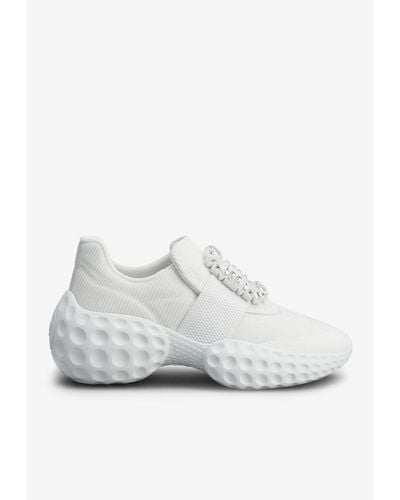 Roger Vivier Viv' Run Light Crystal Embellished Buckle Sneakers - White