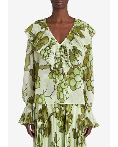 Etro Berry Print Georgette Top - Green