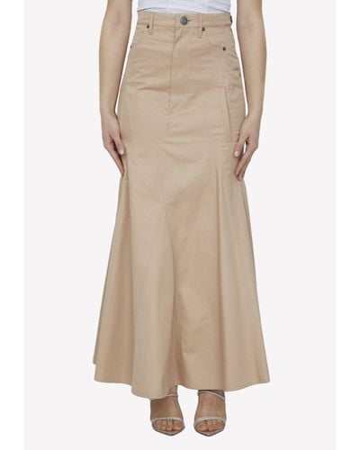 Burberry Gabardine Maxi Skirt - Natural