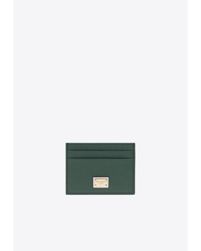 Dolce & Gabbana Logo Tag Leather Cardholder - Green