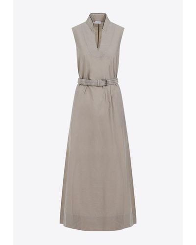 Brunello Cucinelli Sleeveless A-Line Dress - Gray