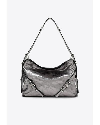 Givenchy Medium Voyou Leather Shoulder Bag - Gray