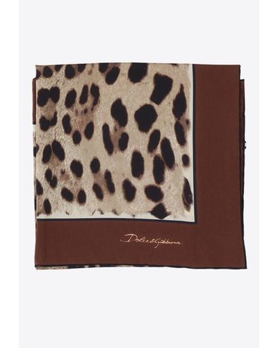 Dolce & Gabbana Leopard Print Silk Scarf - Brown