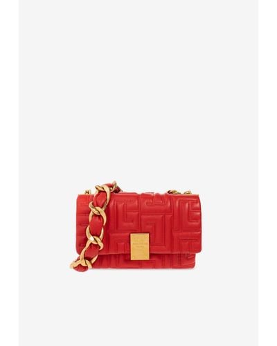 Balmain Small 1945 Quilted Leather Shoulder Bag - Red