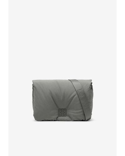 Loewe Goya Logo Plaque Puffer Bag - Gray