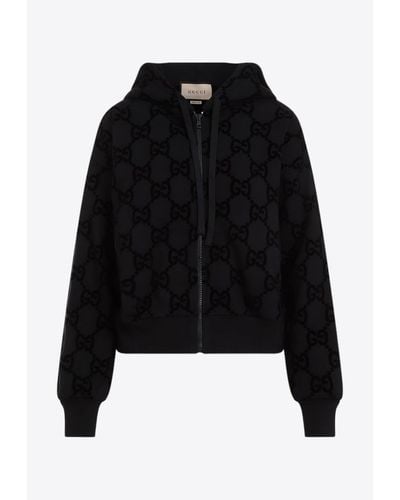 Gucci GG Zip-up Hooded Sweatshirt - Black