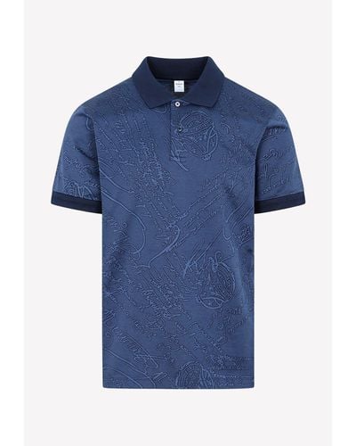 Berluti Jacquard Scritto Polo T-shirt - Blue