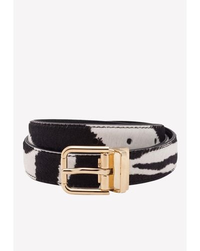Dolce & Gabbana Zebra Print Belt - Black