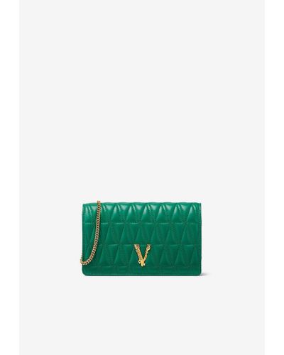 Versace Mini Virtus Quilted Shoulder Bag - Green