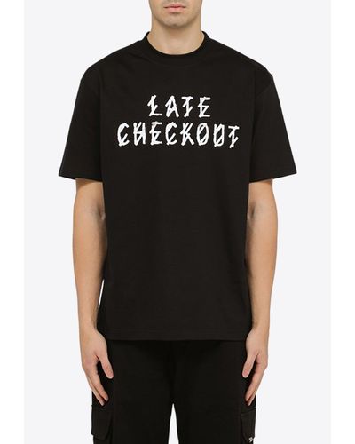 44 Label Group Late Checkout Print Crewneck T-Shirt - Black