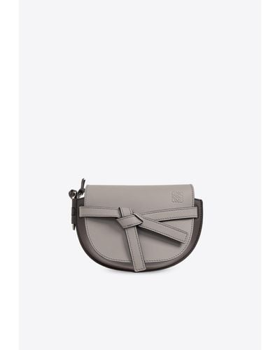 Loewe Mini Gate Dual Leather Crossbody Bag - Gray