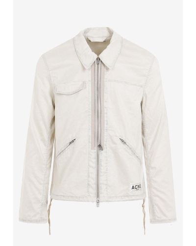 Acne Studios Washed-Out Zip-Up Overshirt - Natural