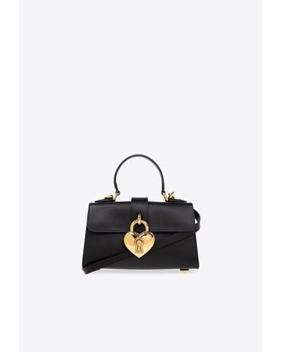 Moschino Heart Lock Leather Top Handle Bag - Blue
